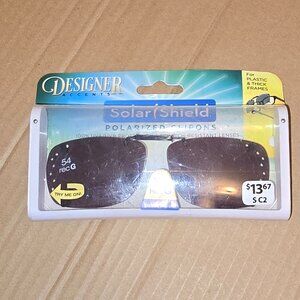 New Women's Solar Shield Dioptics Rectangle Black Clip On  Sunglasses
